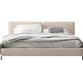 Modern Double Bed With Simple Headboard Light Beige Frame And Soft Grey Bedding 3d model