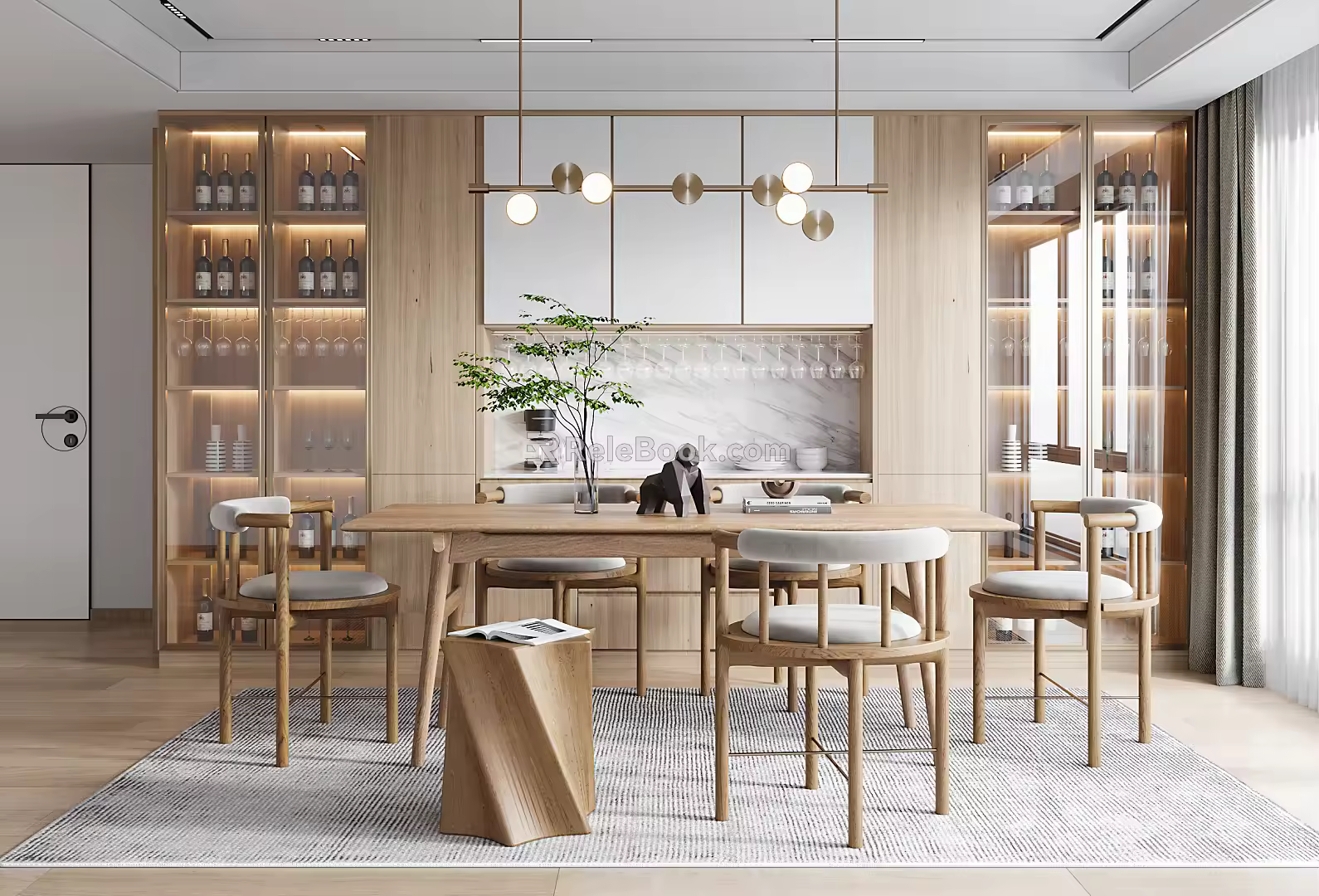 Nordic Dining Table and Chair Combination 3d model
