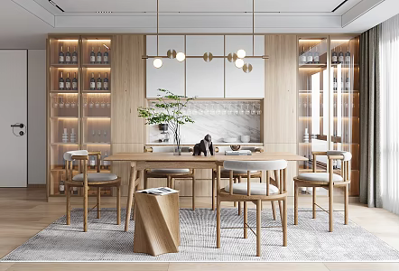 Nordic Dining Table and Chair Combination 3d model