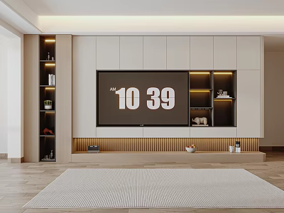 Elegant Modern TV Stand in Living Room with TV Display Shelves LED Lighting Storage Cabinets 3d model