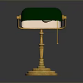 Elegant Green Lampshade Table Lamp With Gold Stand And Base Design