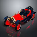 Vintage Red And Blue Convertible Car Model With Gold Accents And Two Seats