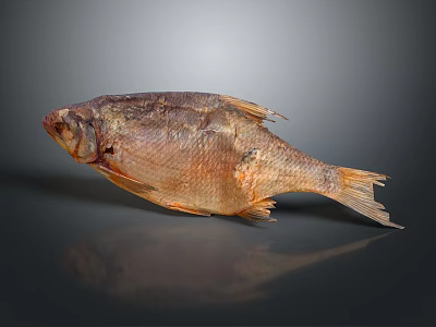 Whole Dried Fish With Golden Brown Skin And Crispy Texture As Traditional Cooking Ingredient 3d model