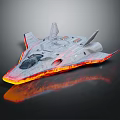 Futuristic Spaceship Design with Glowing Flame Effect for Advanced Space Exploration 3d model
