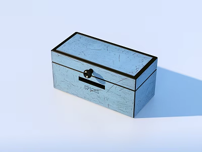 Blue Textured Storage Box With Black Lock Clasp For Home Organizing 3d model