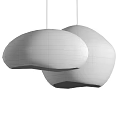 Two Modern Gray Textured Pendant Lights With Rounded Shape And Warm Glow 3d model