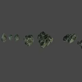 Green Natural Stone Samples With Irregular Shapes Stacked On Gray Background 3d model