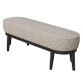 Modern Upholstered Beige Fabric Sofa Bench With Dark Wooden Legs Design