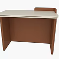 Simple Office Desk With Light Top And Brown Wooden Frame Structure 3d model
