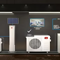 Modern Showroom Display With Green Plant Wall And Air Conditioner Units