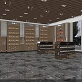 Modern Spacious Tobacco and Alcohol Store Interior With Shelves Product Displays And Marble Floor