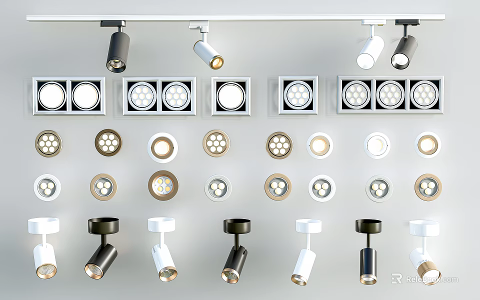 Modern Downlights And Spotlights With Diverse Styles For Home Interior Lighting 3d model