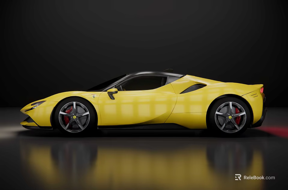 Yellow Sports Car With Sleek Aerodynamic Design Black Roof And Red Brake Calipers 3d model 