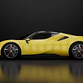 Yellow Sports Car With Sleek Aerodynamic Design Black Roof And Red Brake Calipers