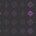 Chinese Traditional Red Diamond Lucky Symbols with Cultural Patterns and Characters