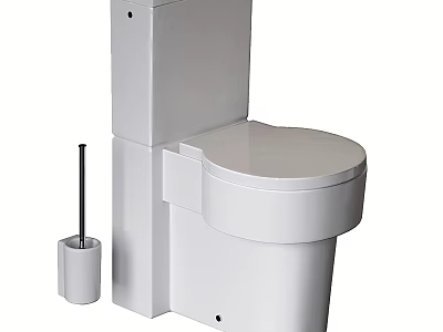 Modern White Toilet Design With Matching Brush Holder And Clean Lines 3d model