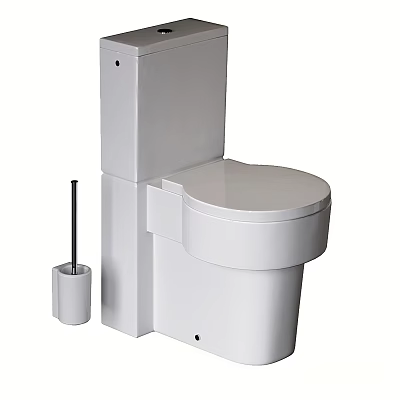 Modern White Toilet Design With Matching Brush Holder And Clean Lines 3d model