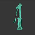 Grayish White Vintage Hand Water Pump With Long Handle Decorative Top And Base