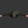 Game Movie Character 3D Model With Green Hair Red Shirt Black Coat And Arms Outstretched