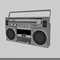Vintage Gray Radio With Large Speakers Control Knobs And Display Screen