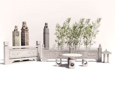 New Chinese Guardrail Fence 3d model