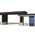Modern Entrance Gate Design With Security Booth Barrier And Canopy Structure 3d model