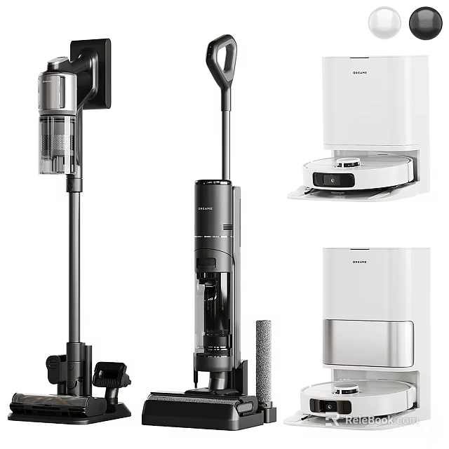 Smart Cleaning Machines With Cordless Vacuum Mop And Charging Dock For Efficient Home Cleaning 3d model 