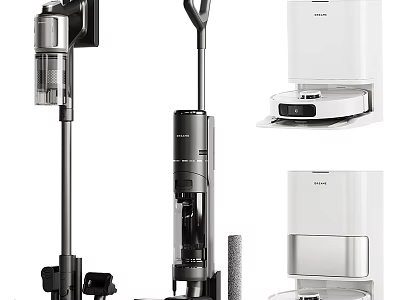 Smart Cleaning Machines With Cordless Vacuum Mop And Charging Dock For Efficient Home Cleaning 3d model