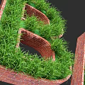 Road Facilities Featuring Red Brick Letter Shaped Structures With Green Grass 3d model