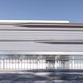 Modern Sales Office Building With Sleek Curved Lines Glass Curtain Wall And Contemporary Design