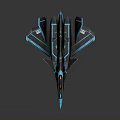 Cosmic Aerospace Futuristic Spaceship With Blue Black Streamlined Design And Cockpit