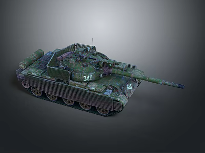 Military Tank With Camouflage Paint Tracks Cannon And 3811 Marking Design 3d model