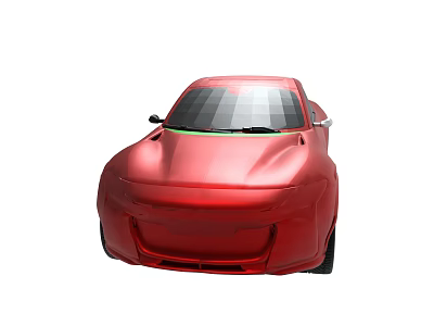 Red Sleek Modern Concept Car With Smooth Curved Aerodynamic Exterior Design 3d model