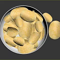 Golden Crunchy Potato Chips In White Bowl With Scattered Pieces On Dark Surface