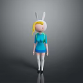 3D Game Movie Character With Rabbit Ears Blonde Hair And Blue Dress