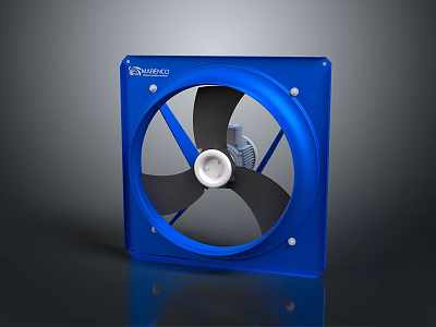 TURBOS Blue Industrial Exhaust Fan Efficient High Performance Ventilation Equipment 3d model