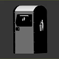Modern Public Trash Can With Black Silver Body And Side Disposal Icon