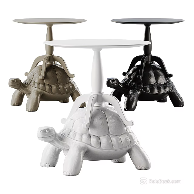Unique Turtle Shaped Side Table Available in White Brown Black Colors 3d model