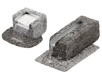 Stone Drainage Channels With Grate And Water Flow For Outdoor Landscaping 3d model