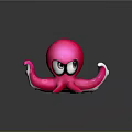 Playful Pink Octopus Character Stuffed Toy With Big Eyes And Tentacles