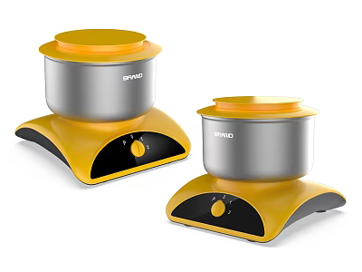 Modern Kitchen Electric Cookers with Yellow Silver Design and Control Knobs 3d model