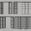 Elegant Folding Doors Featuring Metal Frames Glass Panels And Multiple Folding Styles 3d model