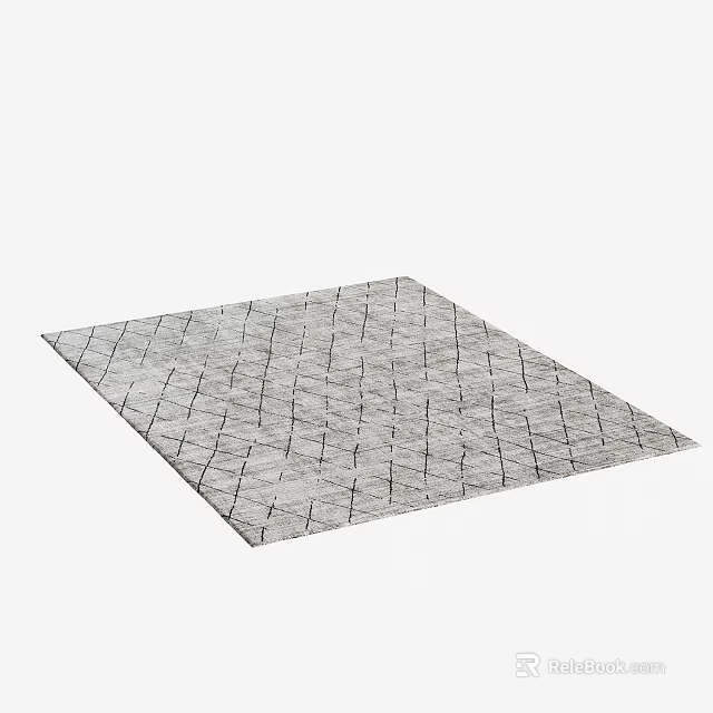 Modern Square Rug with Geometric Line Pattern in Gray and Black Design 3d model 