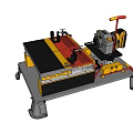 Industrial Tabletop Cutting Equipment With Black Yellow Workbench Red Adjustment Lever And Clamping Fixture