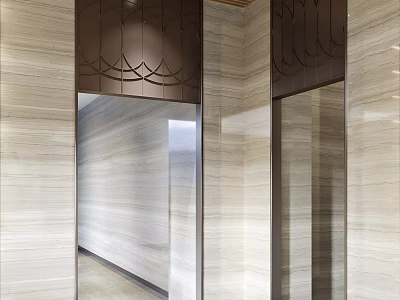 Elegant Modern Doorway Arch Design With Stone Wall And Mirror Accents 3d model