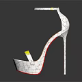 Stylish High Heels Featuring White Cracked Heels Yellow Straps And Orange Soles