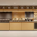 Cafe Interior Design With Bake Section Display Cases Wooden Cabinets And Menu Boards 3d model