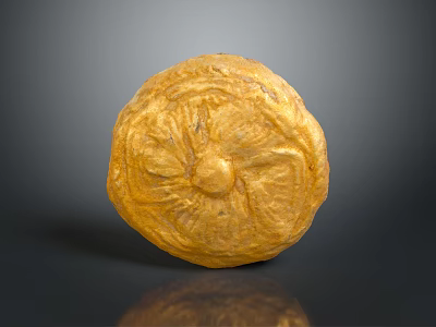 Yellow Round Textured Household Item With Intricate Floral Pattern For Daily Use 3d model