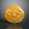 Yellow Round Textured Household Item With Intricate Floral Pattern For Daily Use
