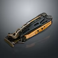 Folding Knife With Metal And Wooden Handle Tactical Design Functional Parts Modern Appearance